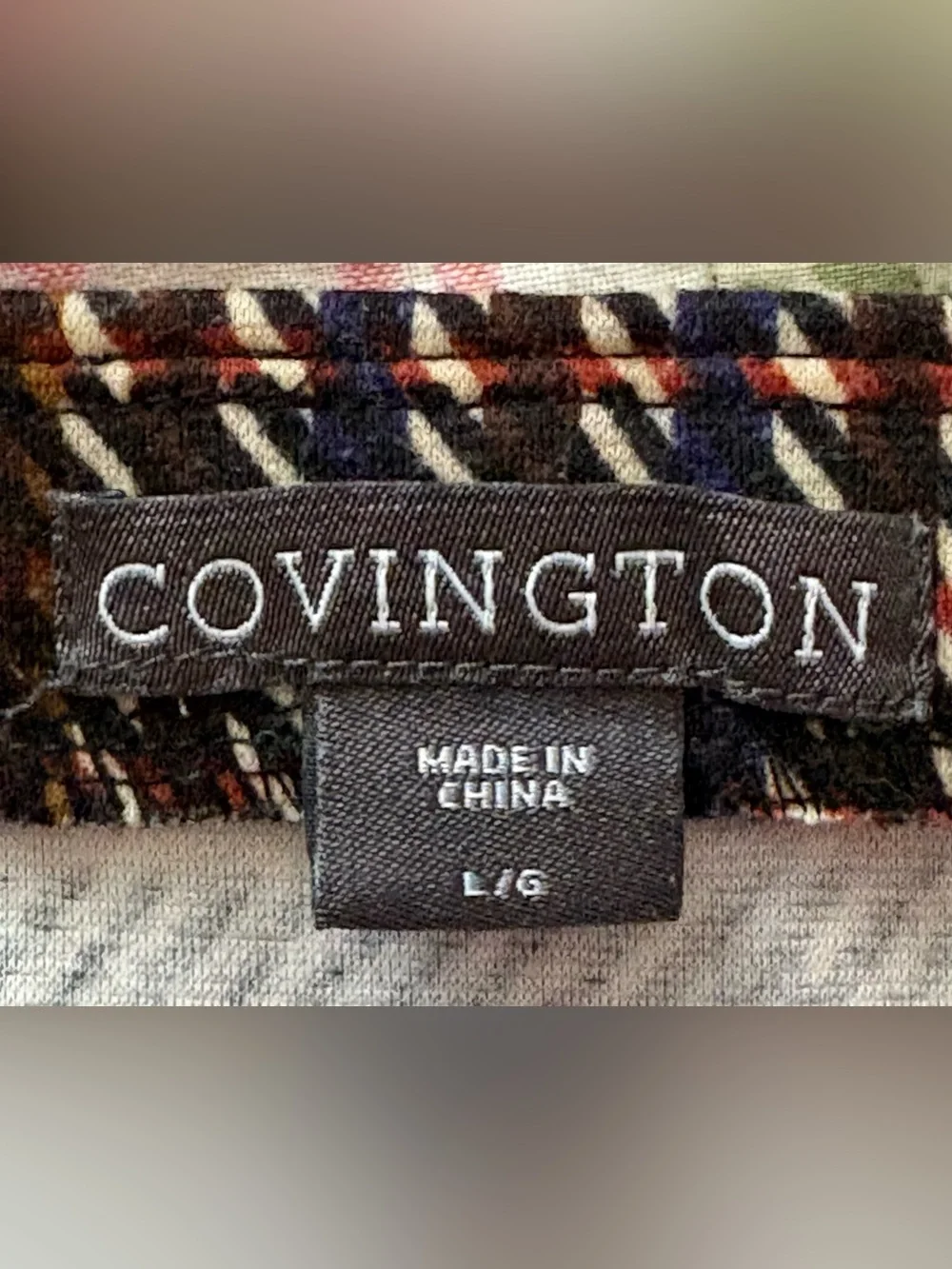 Covington pull on stretch mixed-plaid paneled skirt L